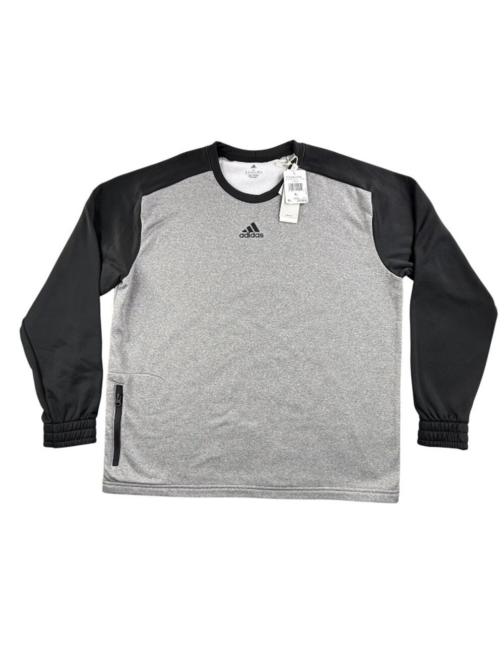 Adidas Sweatshirt Men XL Gray Black Pullover Fleece Crewneck AEROREADY Team Crew